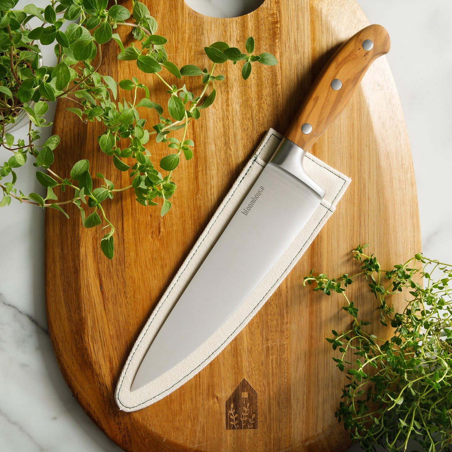 Bloomhouse - Two Time Oprah's Favorite Things Winner - 8-Inch Chef's Knife – German Stainless Steel Blade with Forged Italian Olive Wood Handle, Full Tang Kitchen Knife for Slicing, Dicing & Chopping