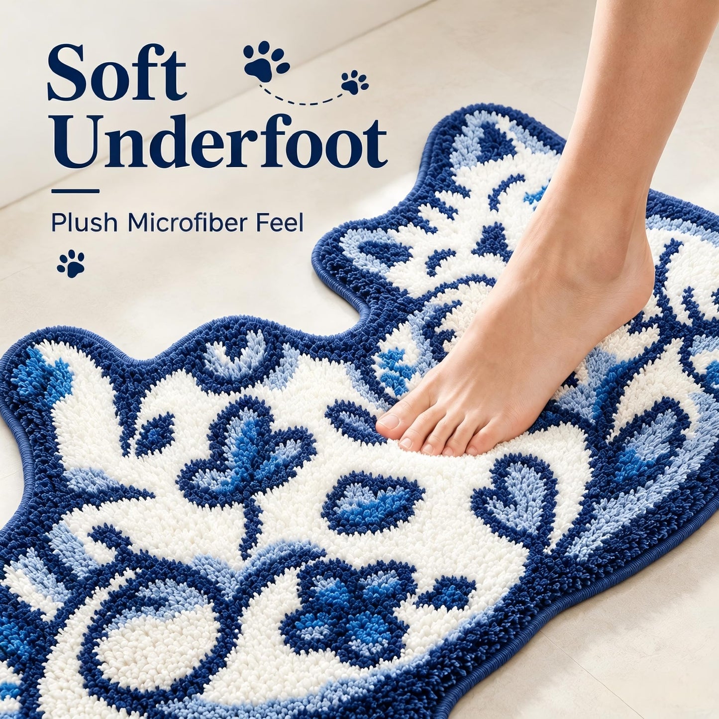 Softania Cute Cat Bath Mat - Fun Bathroom Rug for Cat Lovers, Cute Bathroom Decor, Soft Absorbent Microfiber Bath Rug, Machine Washable Funny Bath Mat with Non Slip Rubber Backing (31.5" x 21.6")