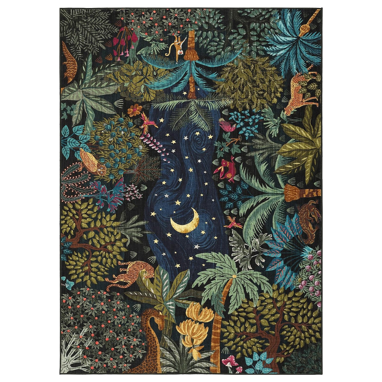 GarveeHome 5x7 Jungle Area Rug Washable Rugs for Living Room Bedroom, Soft Low Pile Non Slip Accent Floor Mat Animal Print Throw Rug Indoor Carpet Dining Room Playroom