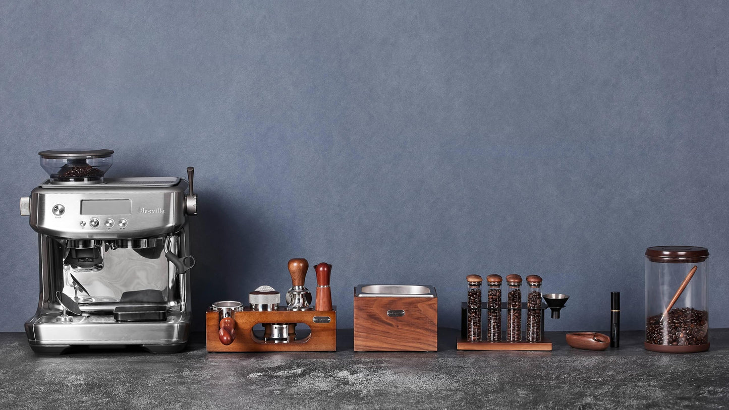 Teyearlife 54mm distributor called Adjustable Depth espresso leveler Compatible with Breville Machine Accessories The coffee leveler Made of Stainless Steel and Walnut wood