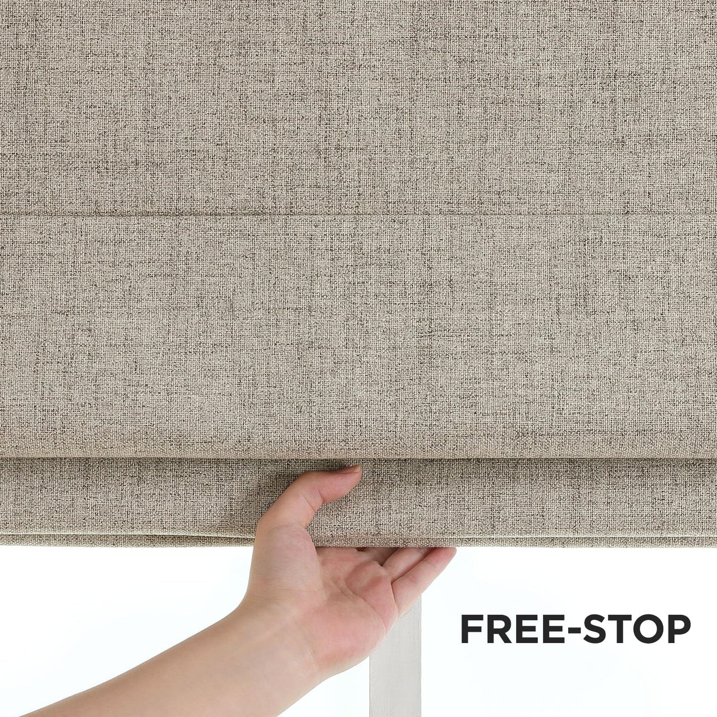 Joydeco Cordless Roman Shades, Linen Fabric Window Blinds, Thermal Insulated Blackout Blinds, Room Darkening Shades for Indoor Windows, Easy to Install, 35" W×75" H, Linen