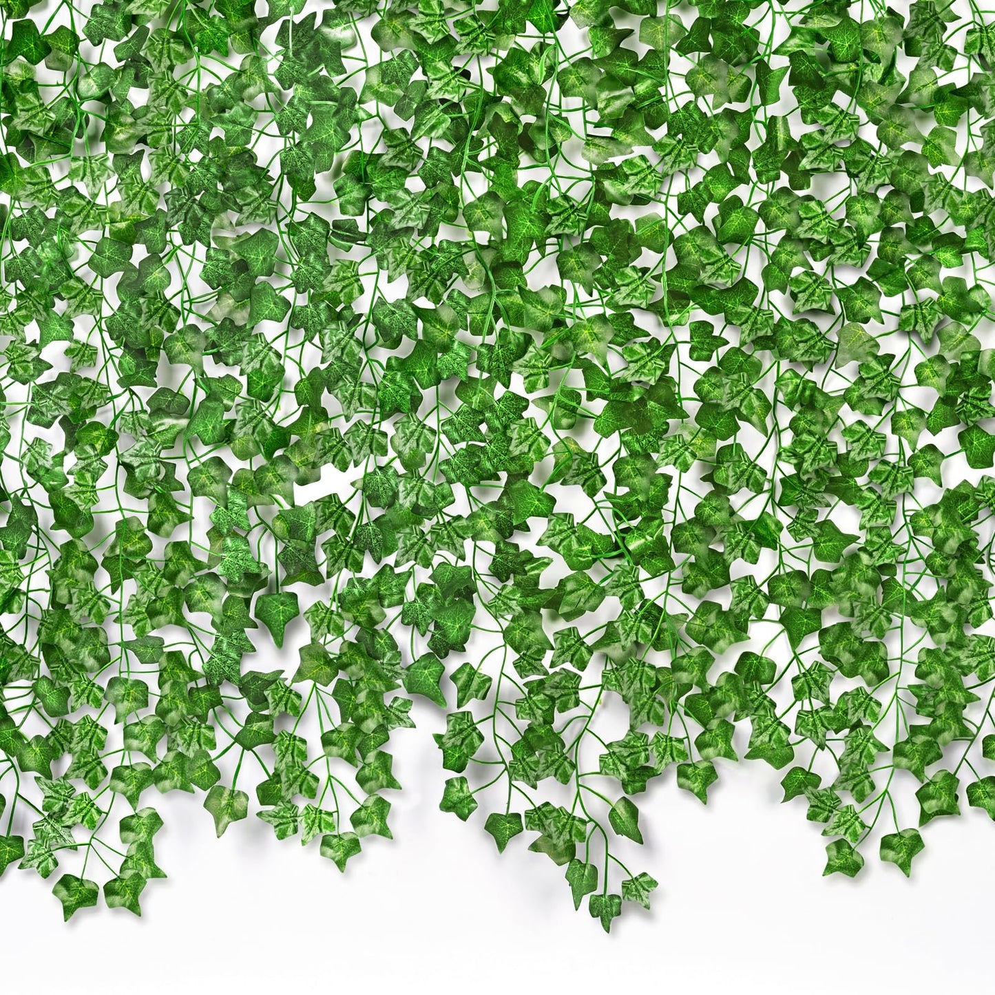 CQURE 120 Pack 840Ft Artificial Ivy Fake Vines,Ivy Garland Greenery Garland Fake Hanging Plants Vines Aesthetic Green Leaves for Bedroom Wedding Party Garden Wall Room Decor