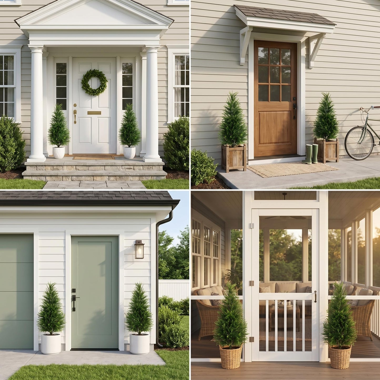 3FT Artificial Cedar Trees 2 Pack, UV Protected Fake Outdoor Evergreen Topiary Potted Plants, Lifelike Artificial Cypress Shrubs for Porch Patio Garden Home Office Decor