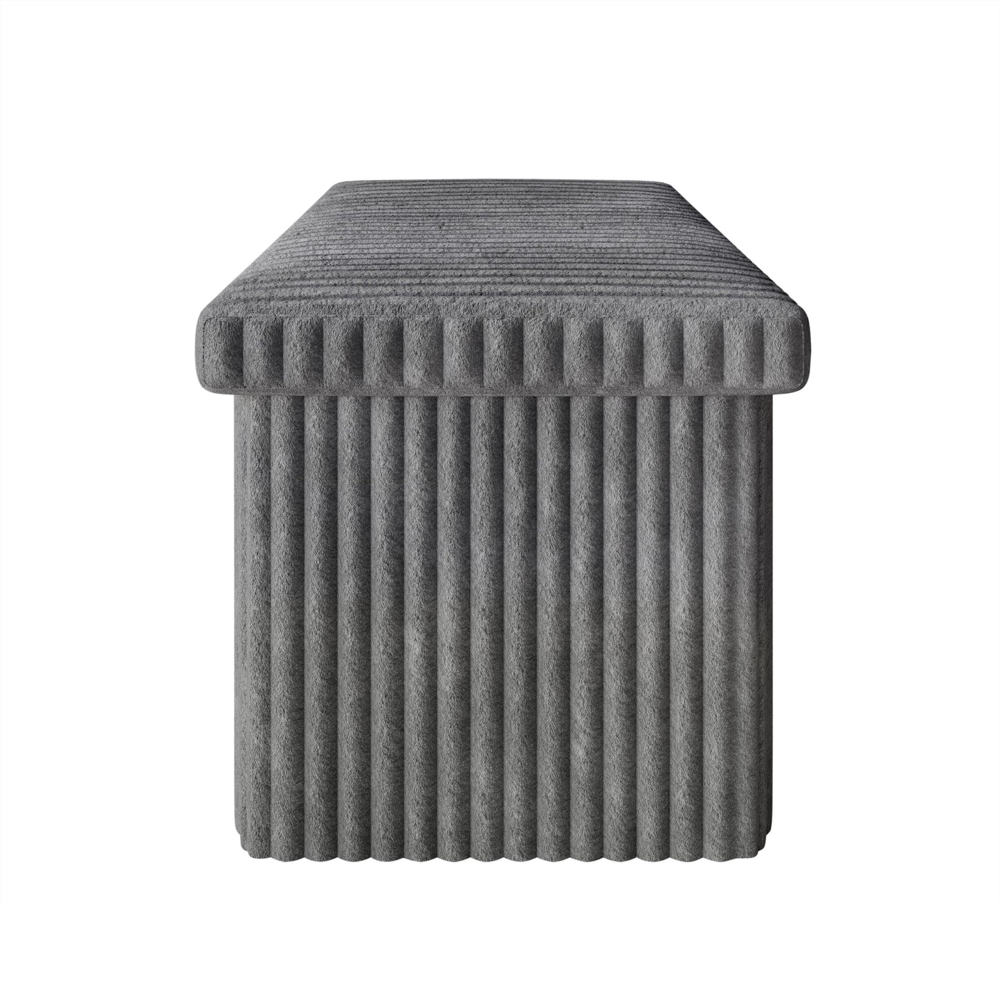 HOME DESIGN Florence 30" Upholstered Folding Storage Bench, Tufted Top, Space-Saving Storage, Gray Corduroy Fabric