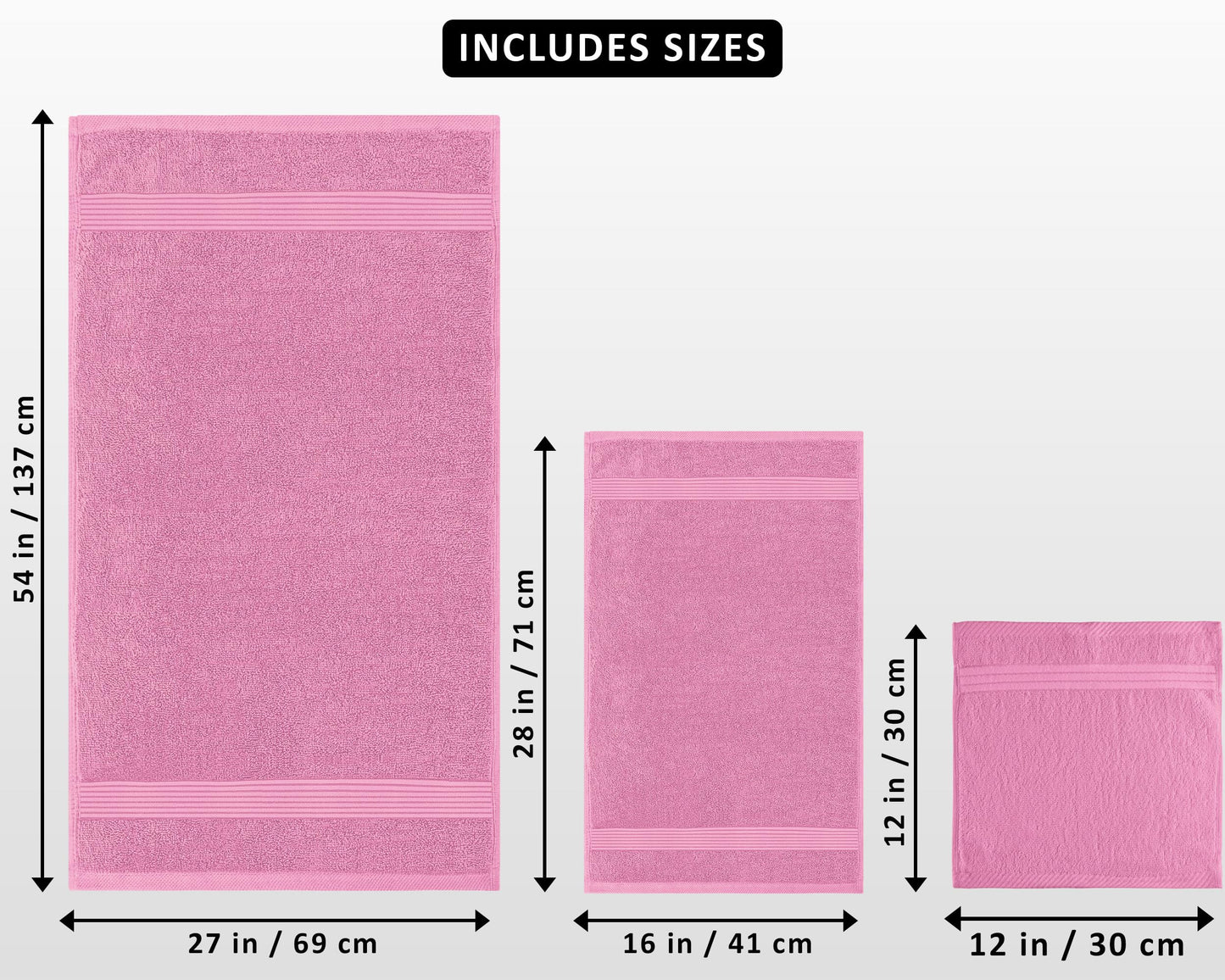 Utopia Towels 8 Piece Premium Towel Set, 2 Bath, 2 Hand, and 4 Washcloths, 100% Ring Spun Cotton, Highly Absorbent Towels for Bathroom, Sports, and Hotel, Pink