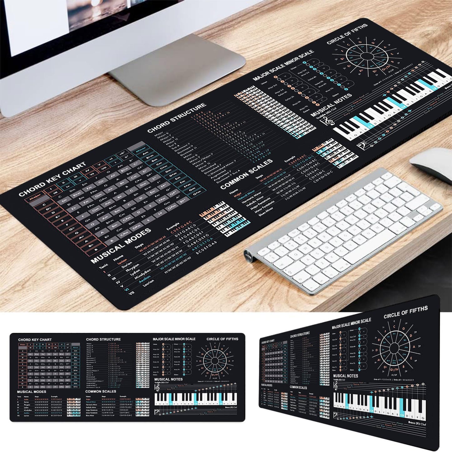 Music Theory Cheat Sheet Mousepad, Music Theory Mouse Mat, Music Cheat Sheet Mouse Pad, Chords,Piano Cheat Sheet Beginners, Musician, Music Production,Home Studio, Music Studio, Beat Making KMH