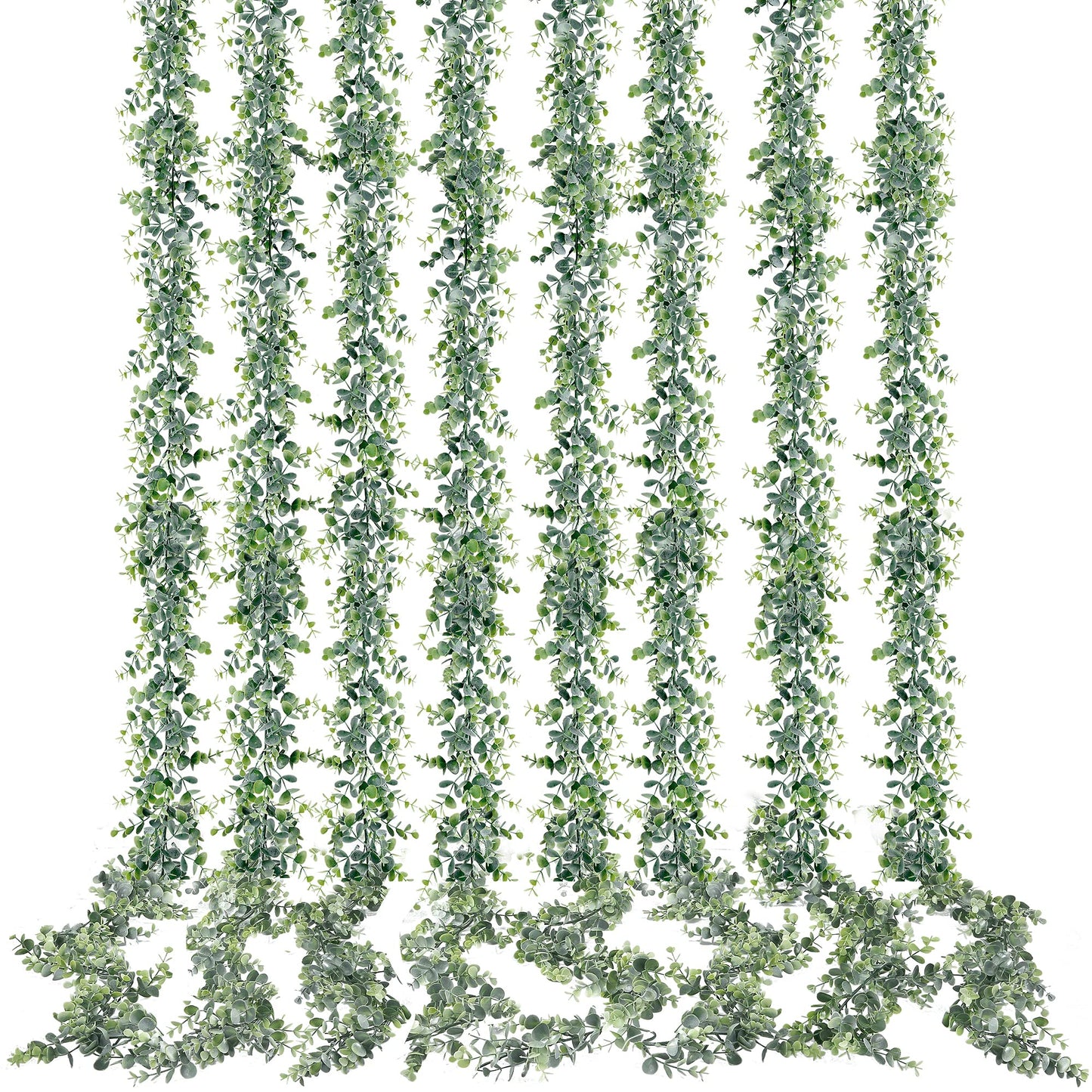 Sggvecsy Artificial Eucalyptus Garland 8 Pack Fake Eucalyptus Greenery Garland Faux Hanging Plants Artificial Vines, 5.6 Feet/Strand for Wedding Backdrop Arch Wall Table Party Outdoor Festival Decor