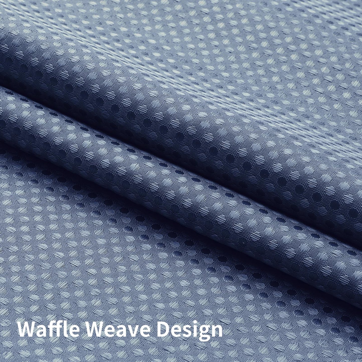 No Hook Shower Curtain with Snap in Fabric Liner, Waffle Weave Heavy Duty Thick Shower Curtains with Mesh Top Window, Hotel Style Waterproof Bathroom Curtain Set, 72 x 75 Inch, Moonlight Blue