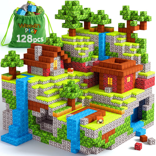 Magnetic Blocks Cubes 128PCS - STEM Cube Building Blocks & Magnet Cubes, Fidget, Montessori for Kids Ages 3-5 & 5-7 & 8-12, Magnetic Kit Cubes, Construction Magnet Toys Blocks Birthday Gifts