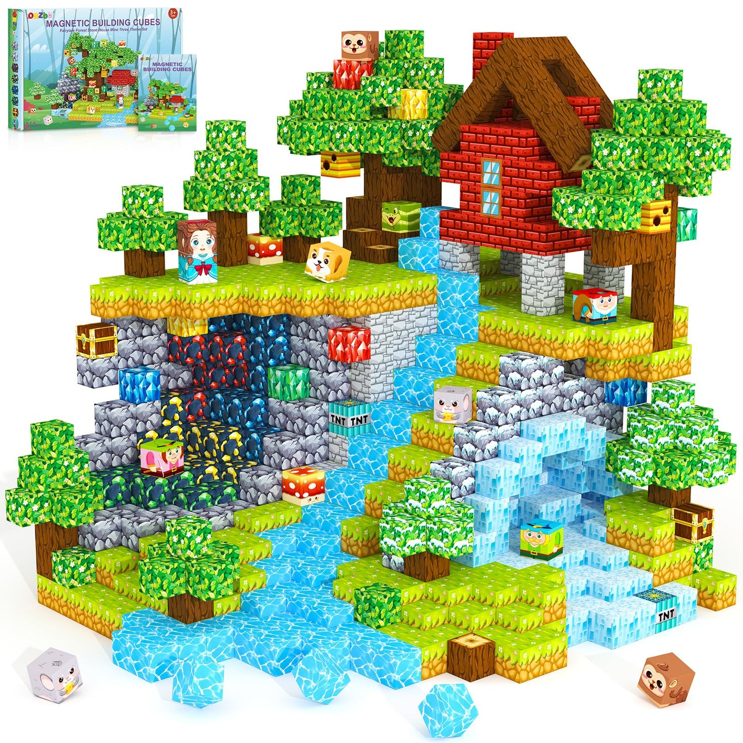 Magnetic Blocks, Magnet Cubes Building Blocks Toddler Travel Toys for 3-5 5-7 8-13 Year Old Boys Girls, Montessori Sensory Kids Toys & Games, Kids Birthday Decorations Party Favors Gifts