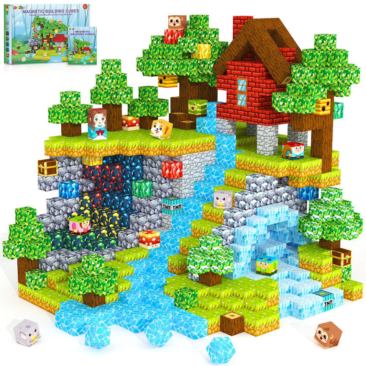 Magnetic Blocks, Magnet Cubes Building Blocks Toddler Travel Toys for 3-5 5-7 8-13 Year Old Boys Girls, Montessori Sensory Kids Toys & Games, Kids Birthday Decorations Party Favors Gifts