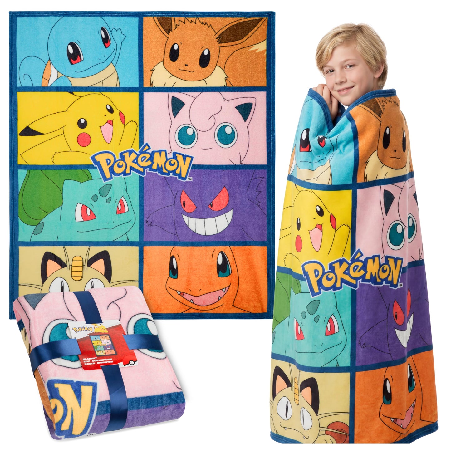 Pokemon Soft Fleece Bed Blanket, Warm Bed Throw 51 x 59 inches for Sofa Bedroom Accessories, Anime Gifts for Kids Teens