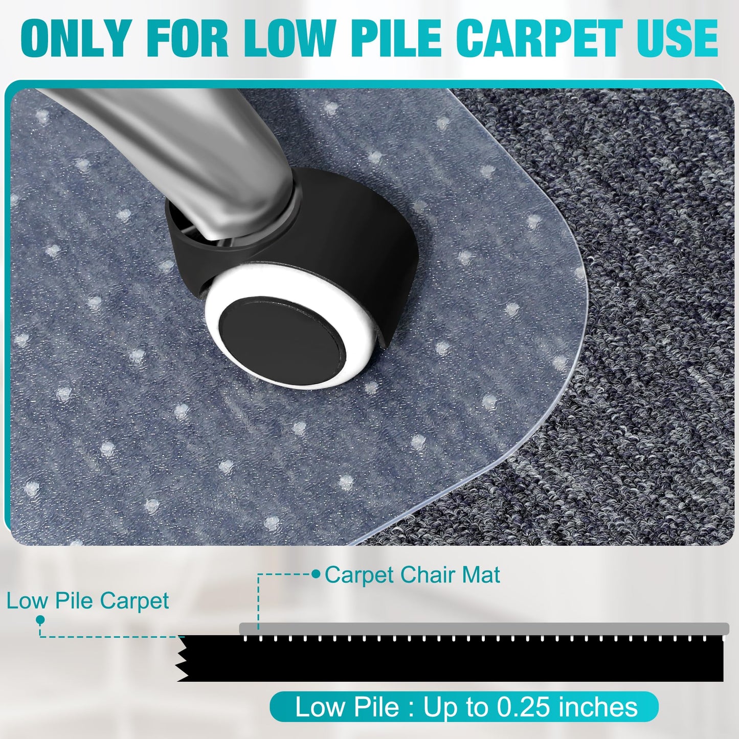 BesWin Office Chair Mat for Carpeted Floors, Transparent Desk Chair Mat for Low Pile Carpets, Plastic Floor Mat for Office Chair on Carpet for Work, Home, Gaming, Easy Glide (36" X 48" Rectangle)