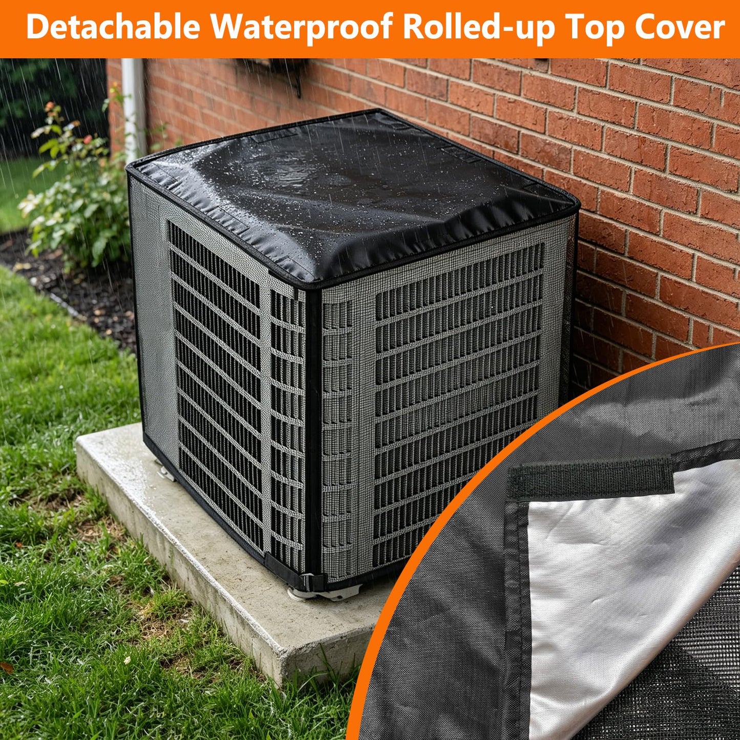 STARTWO 2 in 1 Full Mesh Air Conditioner Covers for Outside with Detachable Waterproof Fabric Top,All Season Outdoor AC Units Cover Against Leaves,Debris,Ice,Snow,36x36x40in