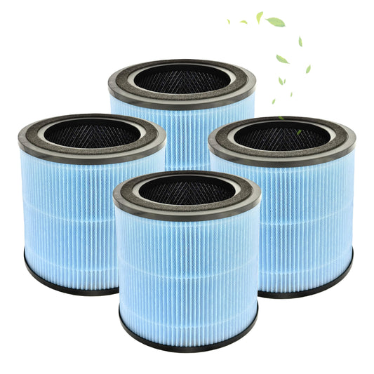 4 Pack AP0601 Compatible with AIRTOK Air Puri-fier Replacement Filter,4-in-1 H13 True HEPA Filters for Smoke Dust Odors Pollen Pet Dander,Activated Carbon Filter