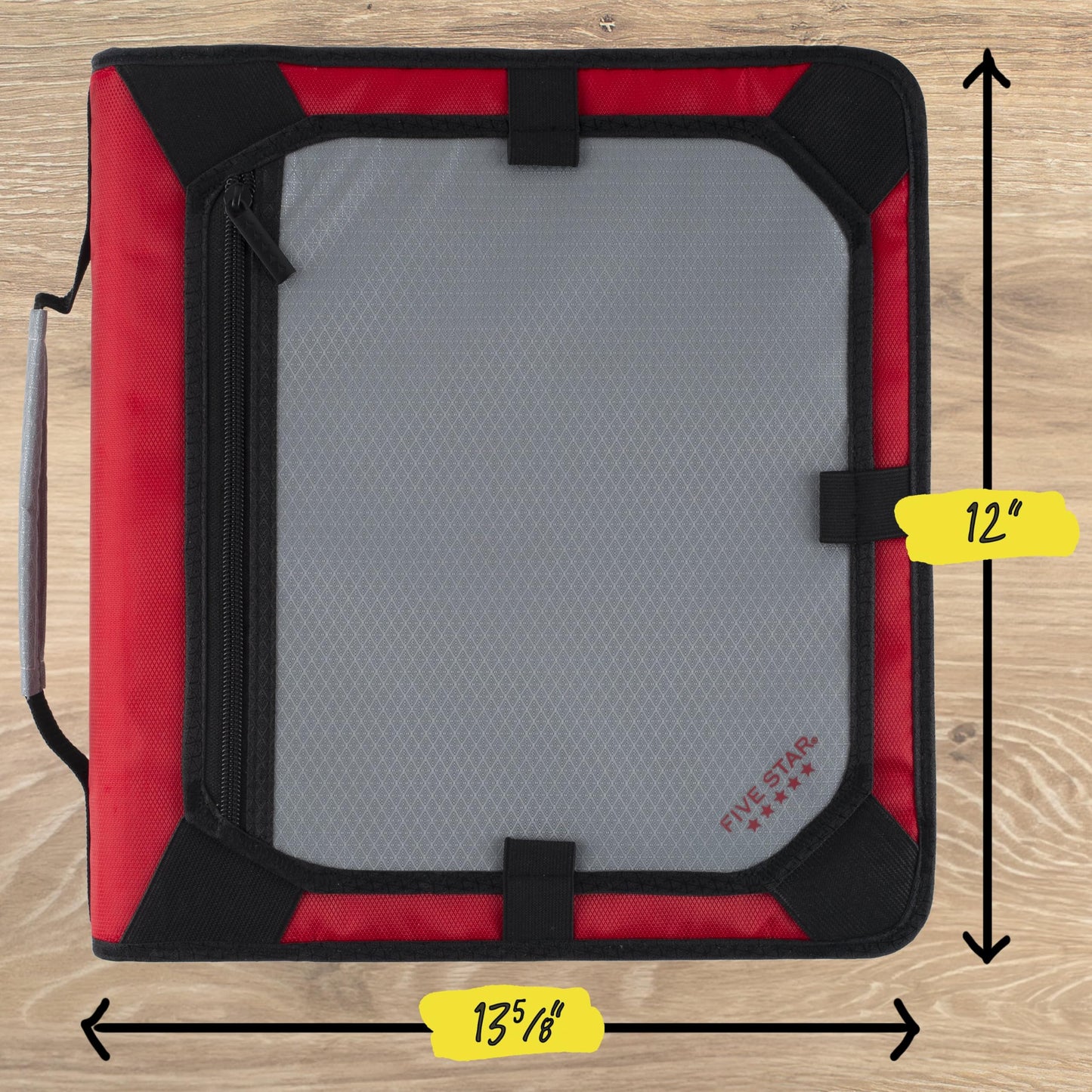 Five Star Zipper Binder 2 Inch O-Rings Case Organiser with Expansion Panel and 5-Tab Expanding File Folder, 580 Sheet Capacity, Crimson Fade (290520K)