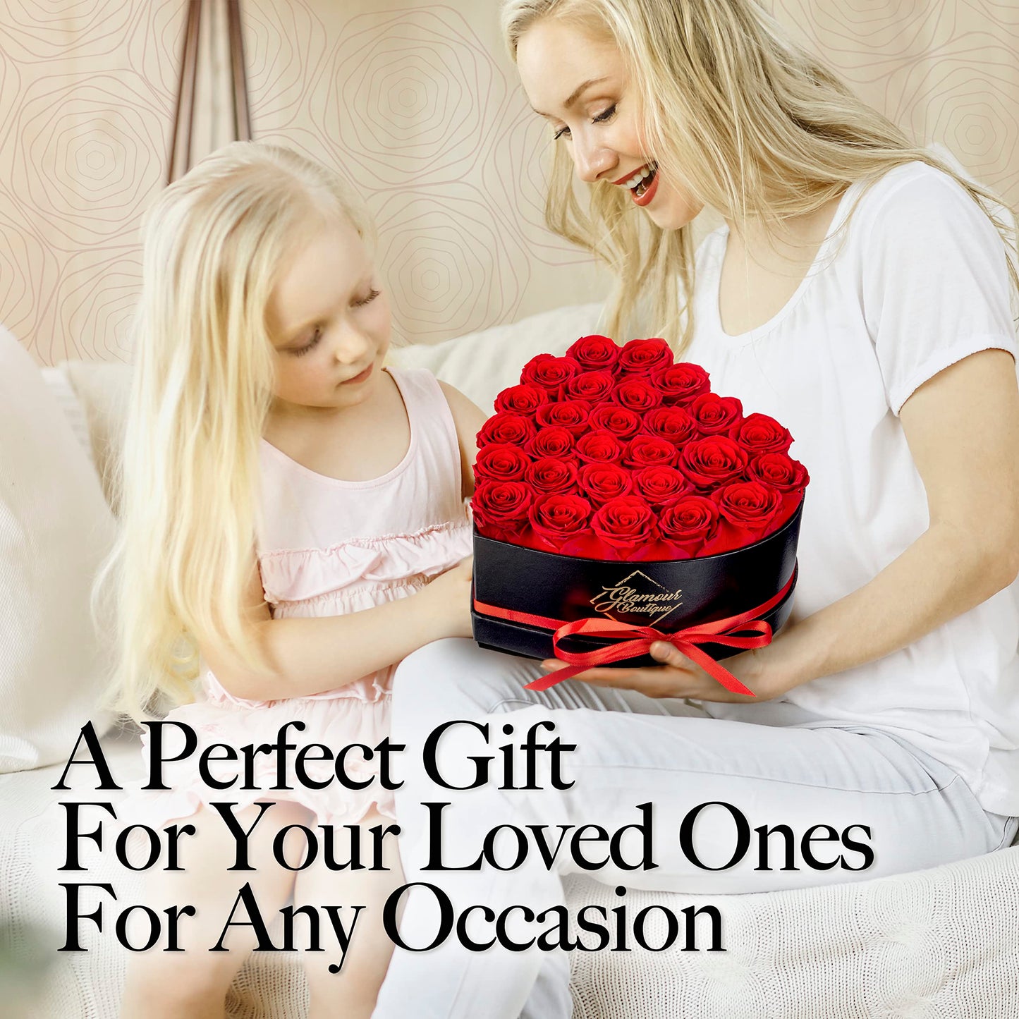 GLAMOUR BOUTIQUE 27 Flower Forever Heart Shape Box, Mothers Day Gift For Mom, Eternal Preserved Roses Gift for Her, Flowers bouquet, For Birthday, Anniversary, Girlfriend - Red