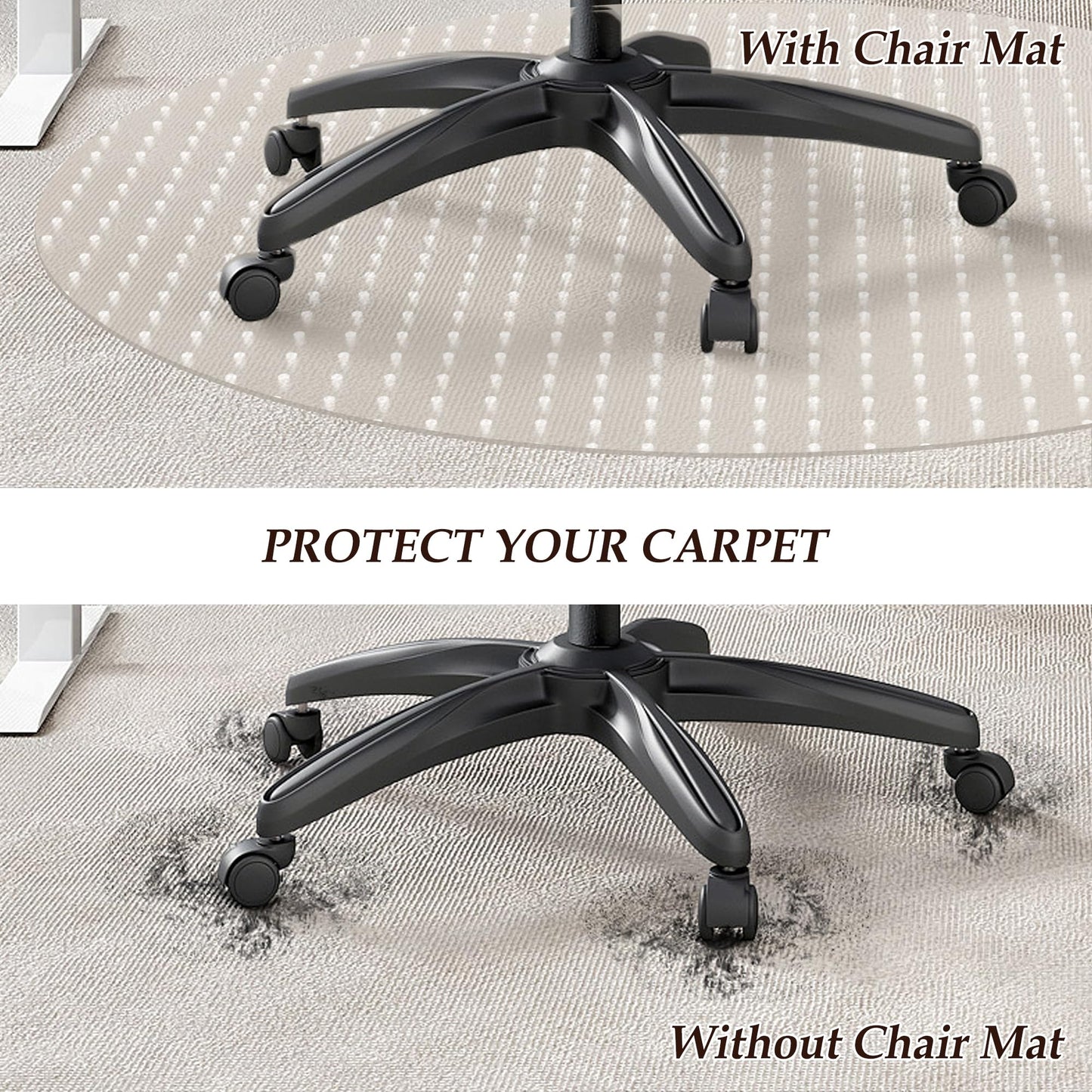 Quapkatt Non-Slip Office Chair Mat for Carpet, 35 x35Inches Clear Plastic Desk Mat for Rolling Chairs, Waterproof and Oil-Resistant, Anti-Fatigue Mat for Standing Desk