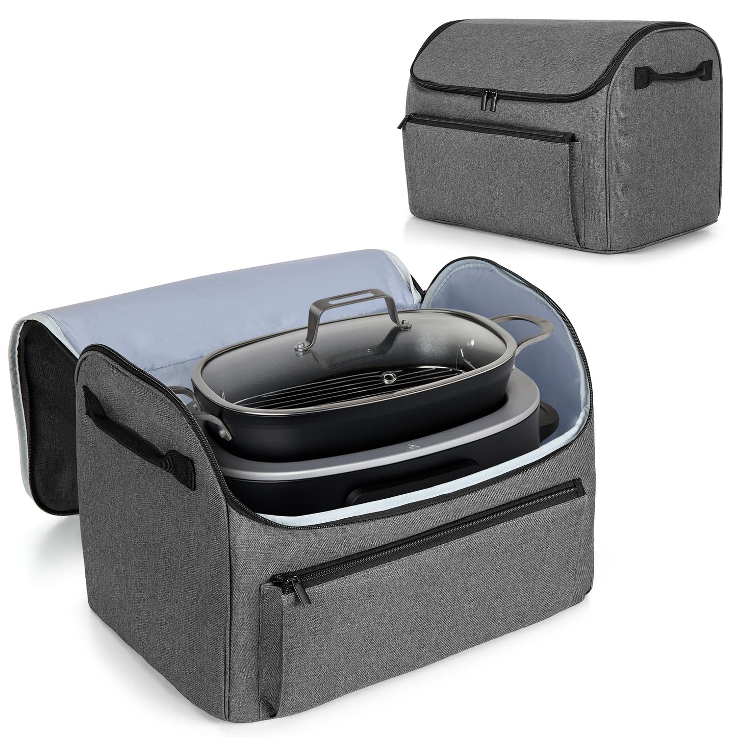 LUXJA Enclosed Cover Compatible with Ninja Foodi Possible Cooker Pro, Dust Cover with Front Pocket Fits Ninja Slow Cooker, Gray