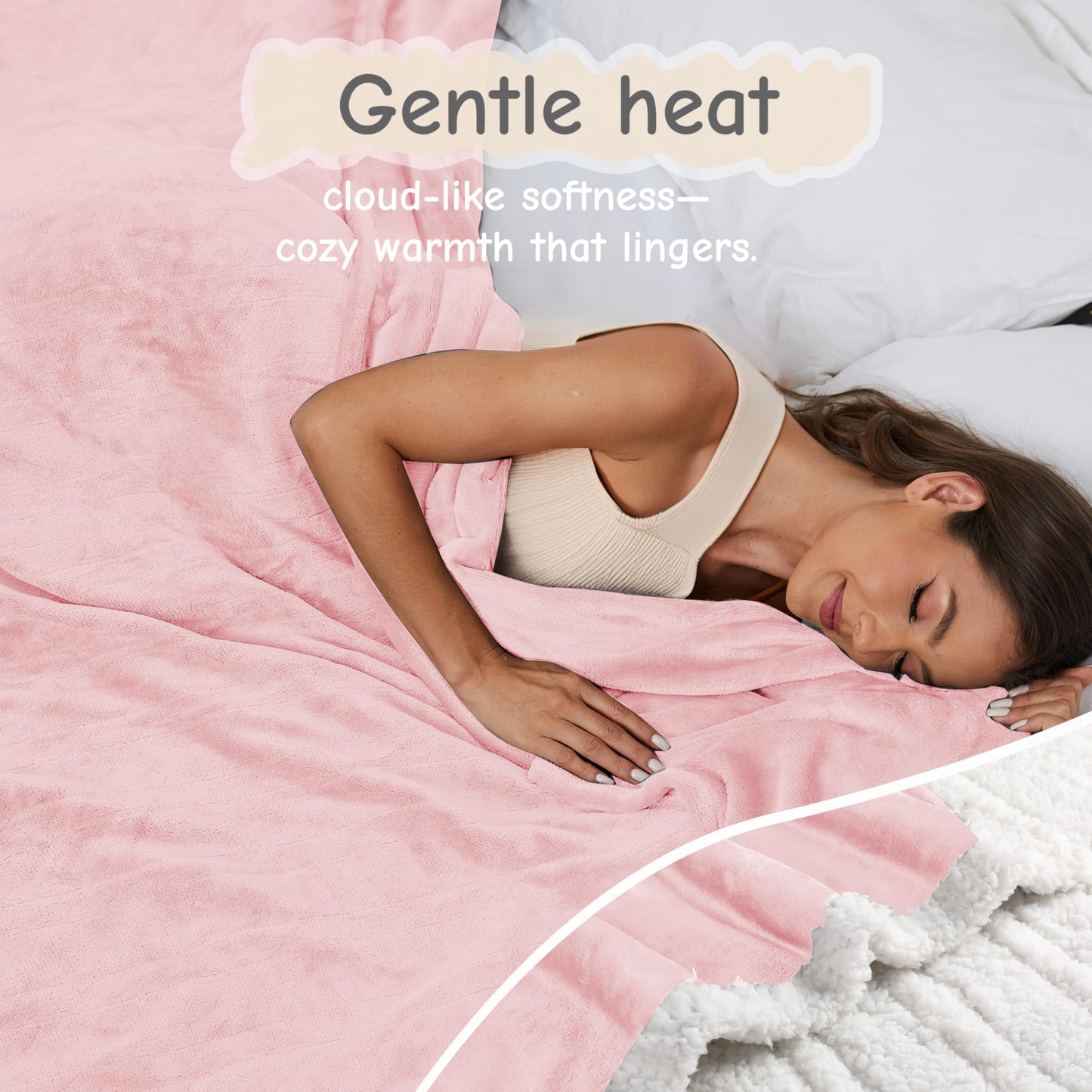 Electric Heated Blanket Full Size 72"x84", Soft Flannel with Overheat Protection, 9 Adjustable Heat Settings & 10-Hour Auto-Off Timer, Fast Heating for Winter Comfort, for Couch & Bed, Pink