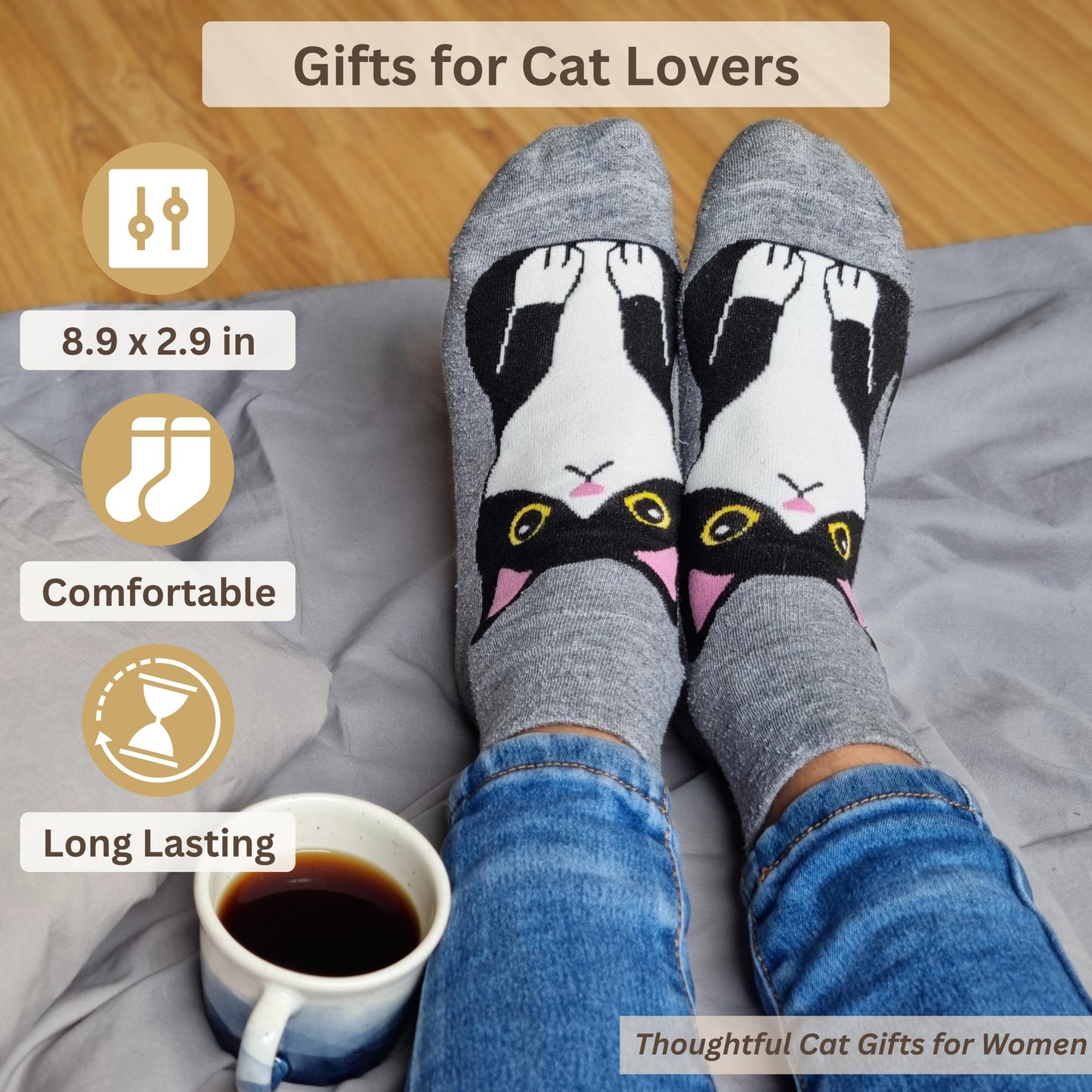 QUILE Luxury Cat Lover Gifts for Women, Cat Mom Gifts for Women, 8pc Cats Themed Gift Set with Premium Blanket & Shatterproof Steel Tumbler, Crazy Cats Lady Gift Box for Birthday & Mothers Day