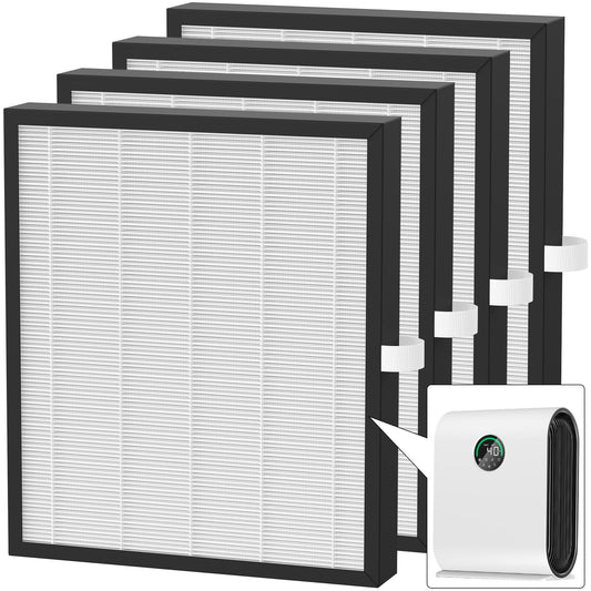 4 Packs KJ217 Replacement Filters Compatible with Mooka KJ217 Air Cleaner Purifier, 3-in-1 H13 True HEPA Filter and Activated Carbon Filter