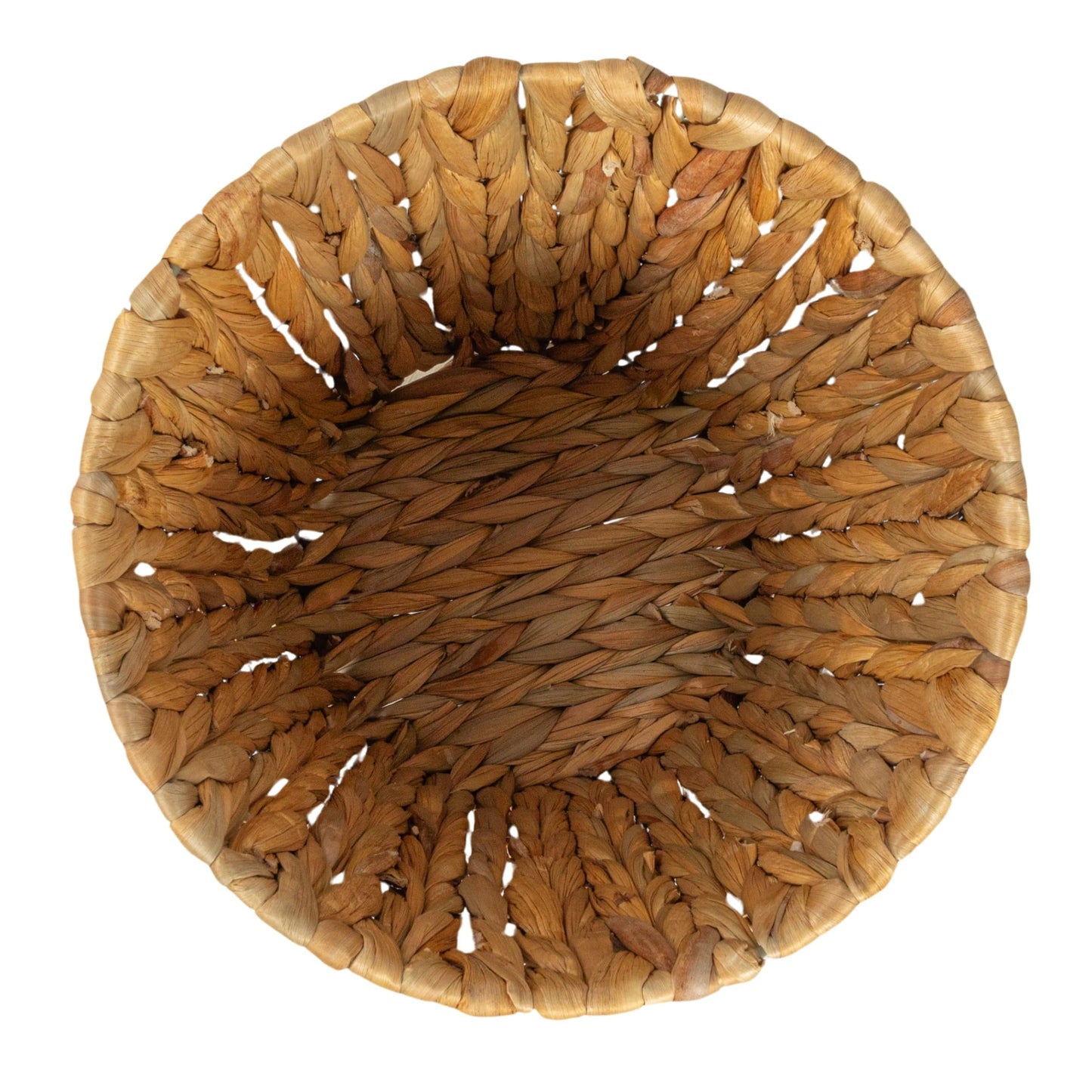 Household Essentials Handwoven Round Water Hyacinth Waste Basket with Plastic Liner, Natural