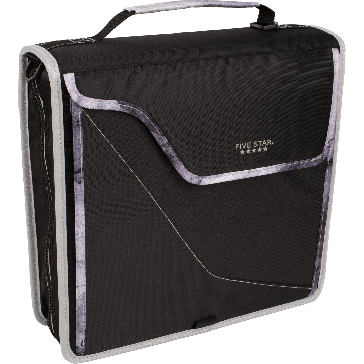 Five Star Zipper Binder, 3 Inch 3-Ring Binder with D Rings, Removable Padded Case, 5-Tab Expanding File and Multi-Use Strap, 850 Sheet Capacity, Black/Gray (29296IT8)