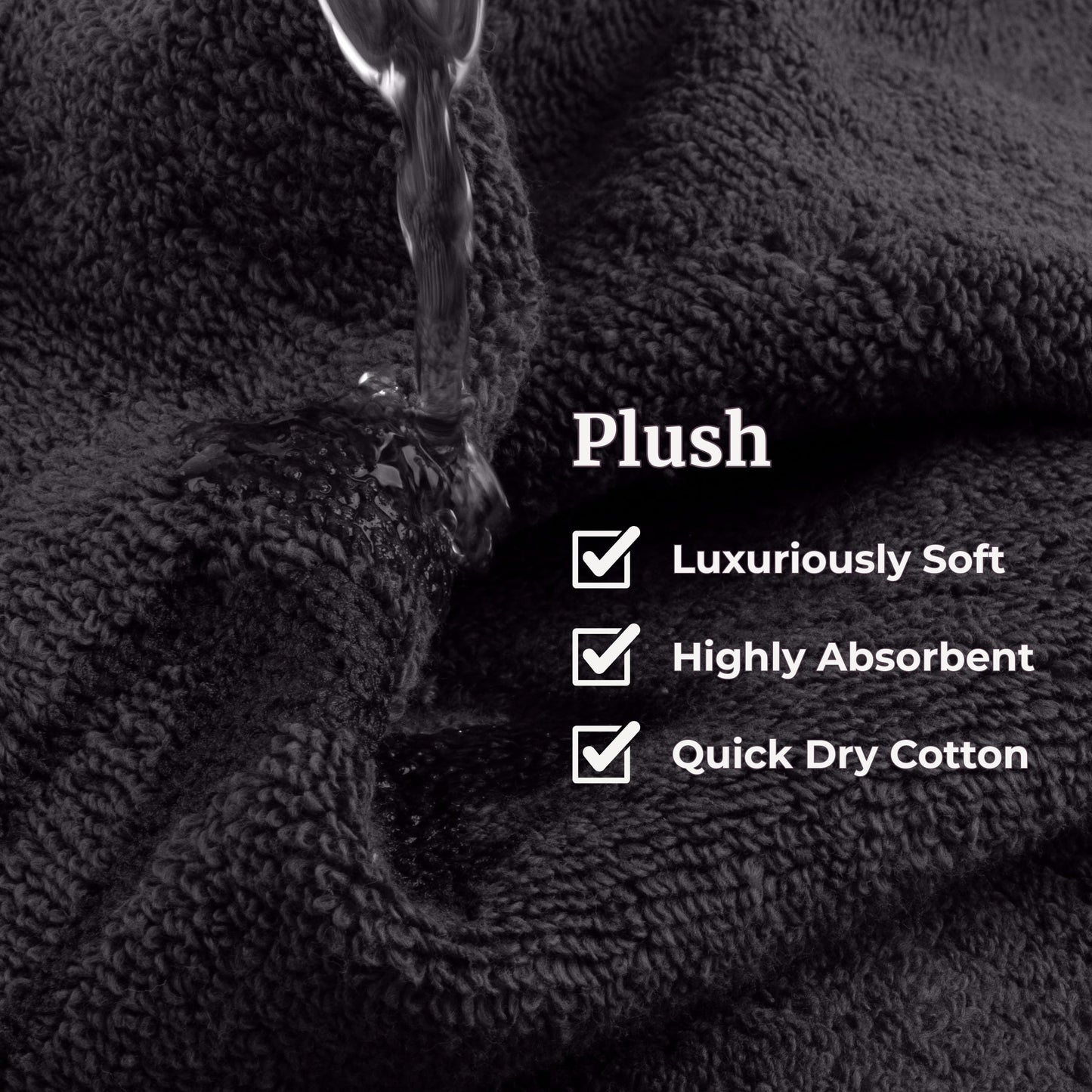 Lavish Home 6 Piece Bathroom Towels Set - 525GSM 100% Cotton Bathroom Essentials - 2 Bath Sheets, 2 Hand Towels, and 2 Wash Cloths for Bath, Shower, Gym, Spa, and Dorm Room (Black)