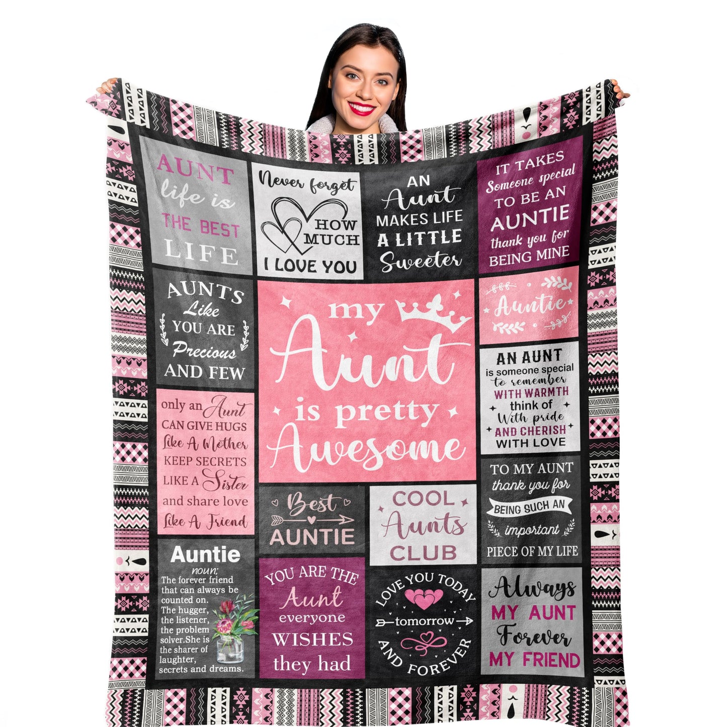 Ruvinzo Aunt Gifts, Auntie Gift Ideas, Best Aunt Ever Christmas Birthday Gifts, Gift for Aunts from Niece Nephew, Best Auntie Birthday Presents, Aunts Valentines Mothers Day Christmas Blanket 60"x50"