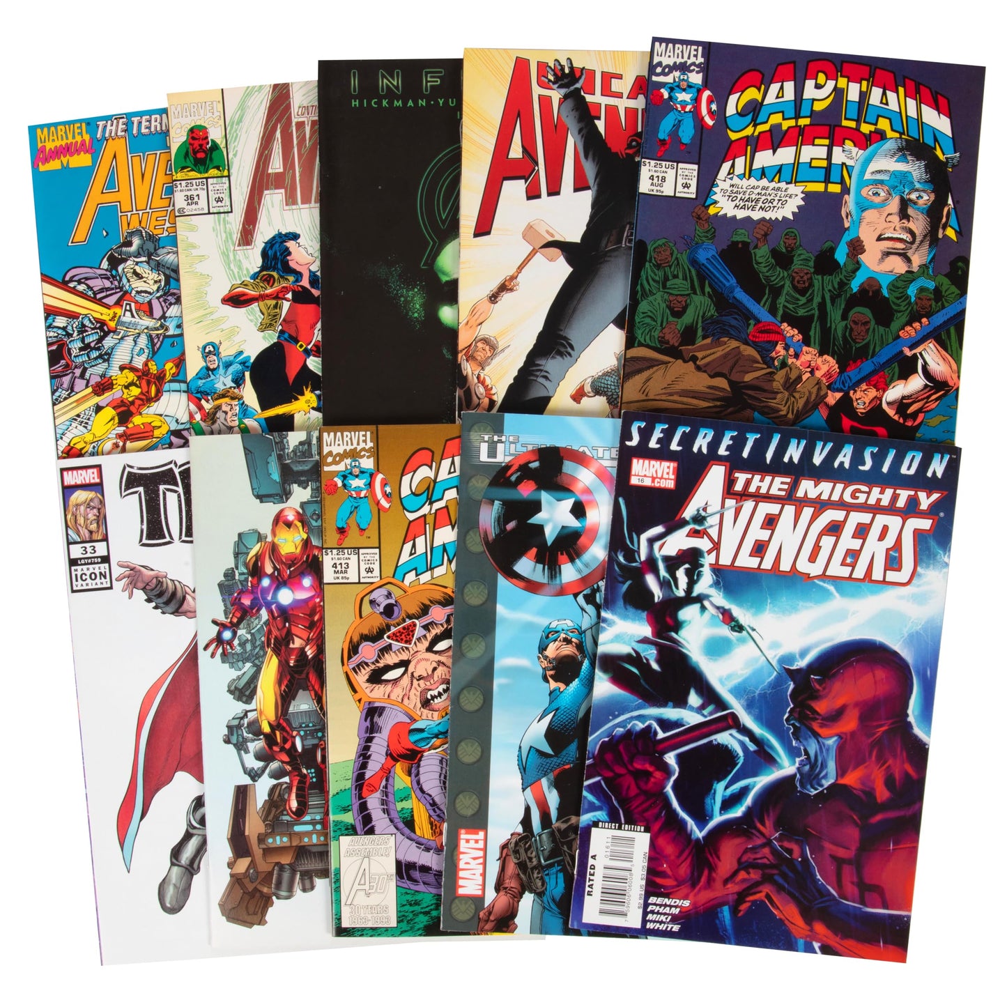 Marvel Avengers Comic Book Value Gift Set - 10 Different Avengers ONLY Issues- Kid/Adult Friendly w No Inappropriate Fillers- Birthday Holiday for Any Captain America, Thor, Iron Man Superhero Fan