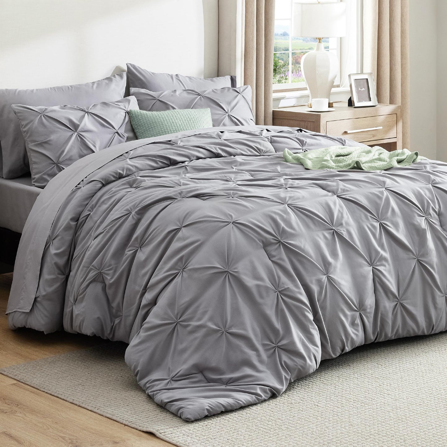 Bedsure Full Size Comforter Sets Grey - Bed in a Bag Full Size Bedding Set 7 Pieces, GentleSoft™ Bed Set Gift for Family, All Season Down Alternative Comforter with Sheets, Pillowcases & Shams