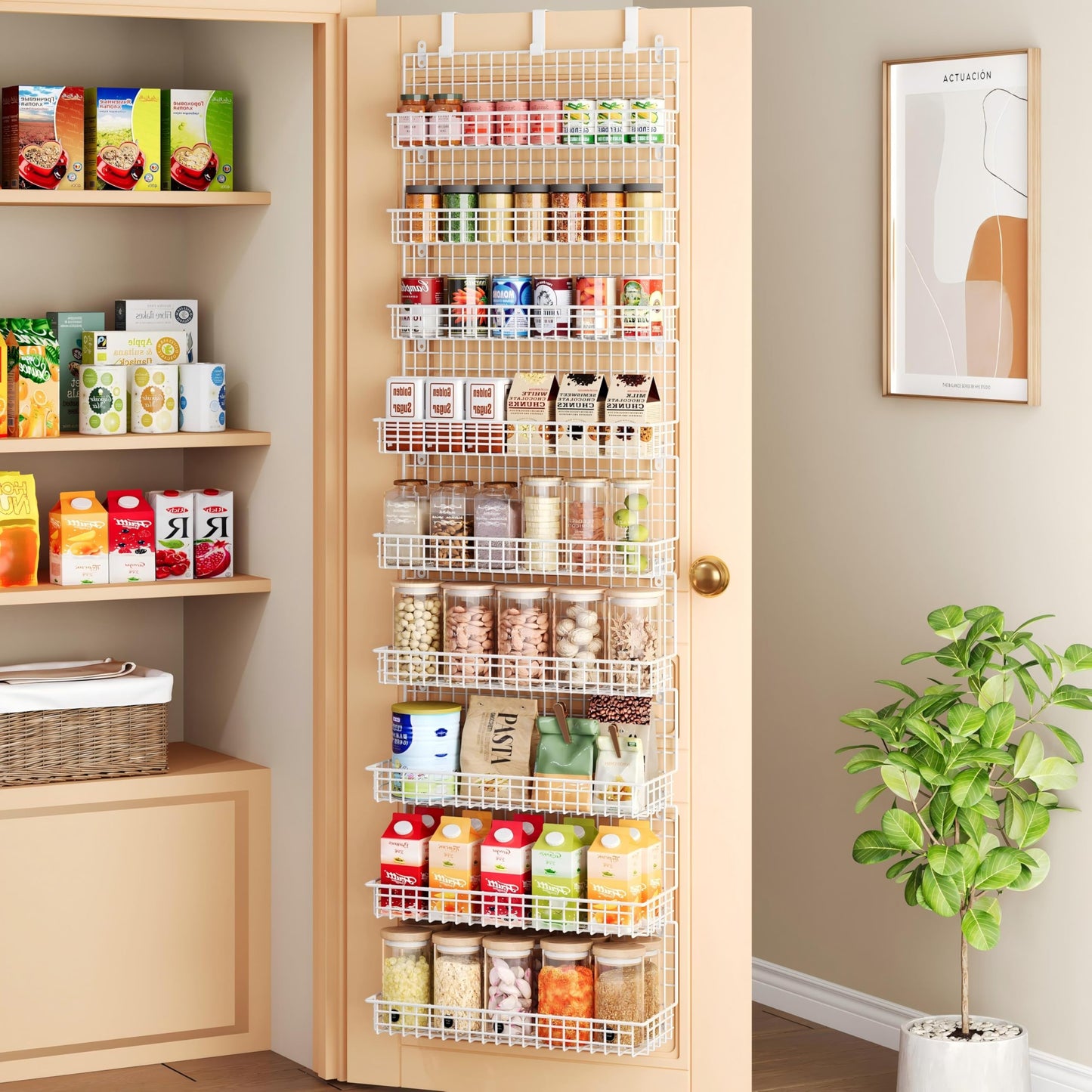 JKsmart 9-Tier Spice Rack Organizer with Door Hook, Wall Mount, and Extra Large Capacity for Pantry – Stylish White Design for Effortless Organization, Ultimate Kitchen Storage Solution