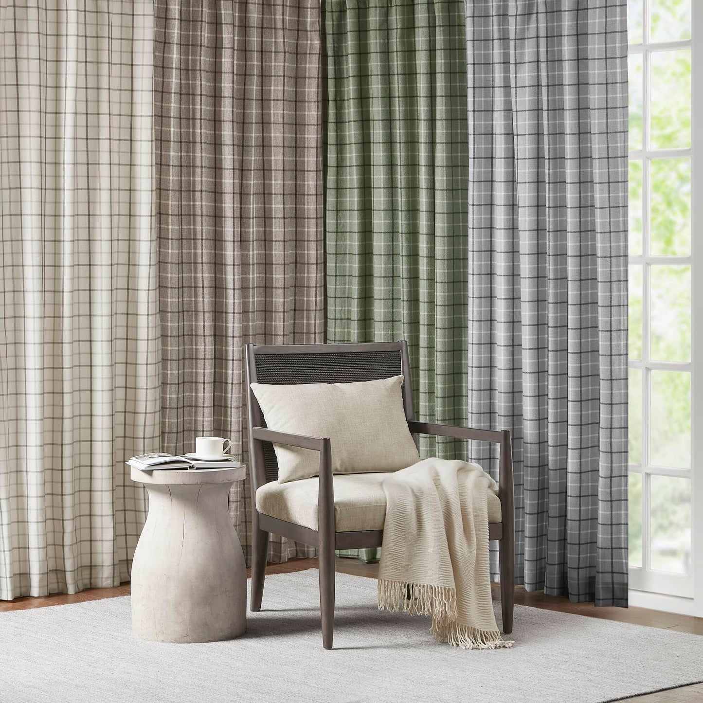 Madison Park Anaheim Cabin Plaid Curtain Window, Thermal Insulated Fleece Lining, Living Room Decor Room Darkening Drape for Bedroom, 1-Single Panel Pack, 50x95, Rod Pocket & Back Tab, Brown