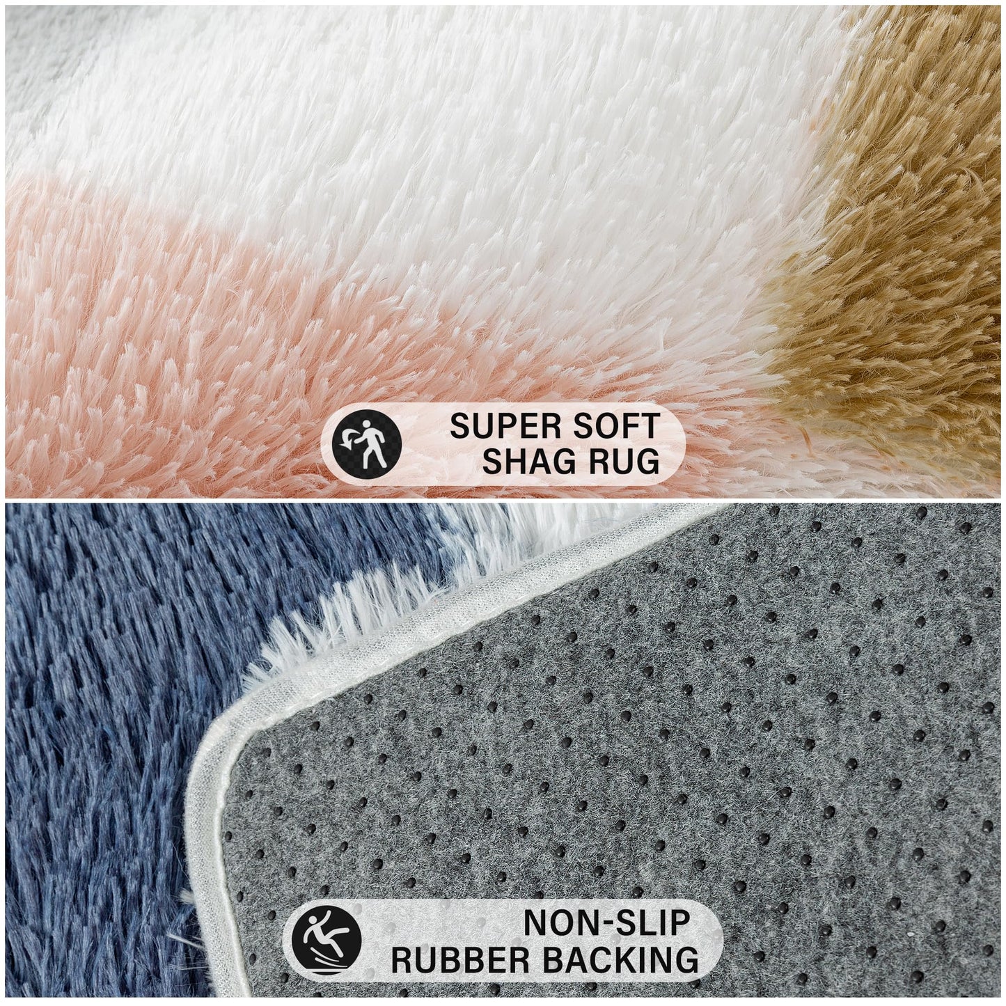 PureCozy Checkered Rug 5x8 for Living Room, Modern Rainbow Shag Rug Super Soft Washable Indoor Fuzzy Carpet Non-Slip Fluffy Rugs for Bedroom Home Aesthetic Decor
