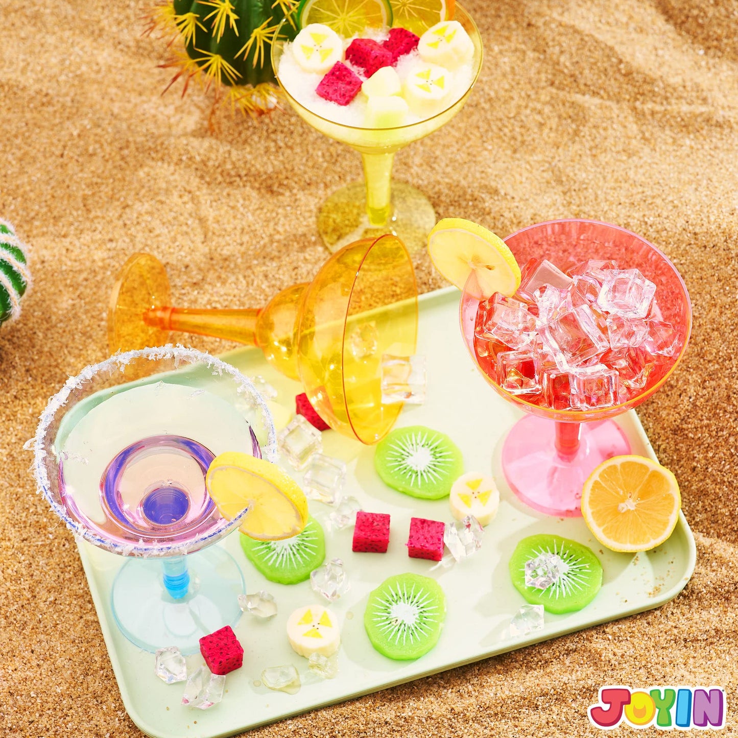 JOYIN 36 Packs Plastic Margarita Glasses Cups 12 oz Disposable Cinco De Mayo Fiesta Party Decoration for Fun Taco Party Supplies, Neon Cocktail Cups, Mexican Theme for Carnivals
