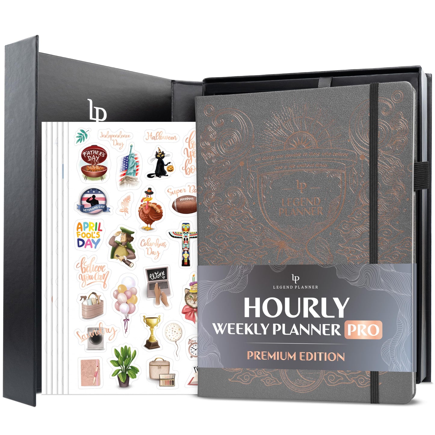 Legend Hourly Planner PRO Premium – Undated Schedule Planner with Time Slots – Weekly, Monthly & Daily Personal Organizer, A4 (Mystic Grey)