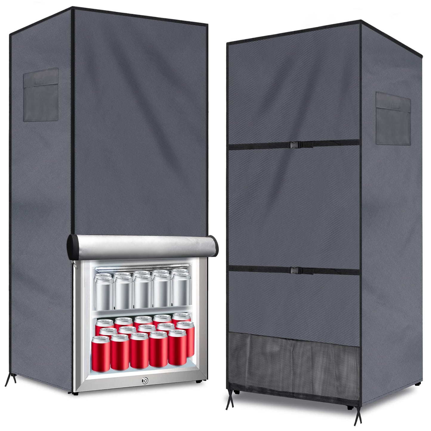 Coldairsoap Outdoor Refrigerator Cover Outdoor Dustproof Freezer Covers for Protecting Upright Freezers/Beverage Refrigerator Compact 3.0 Cubic Foot Freezer Covers Outdoor (Silver, 33" x 33" x 67")