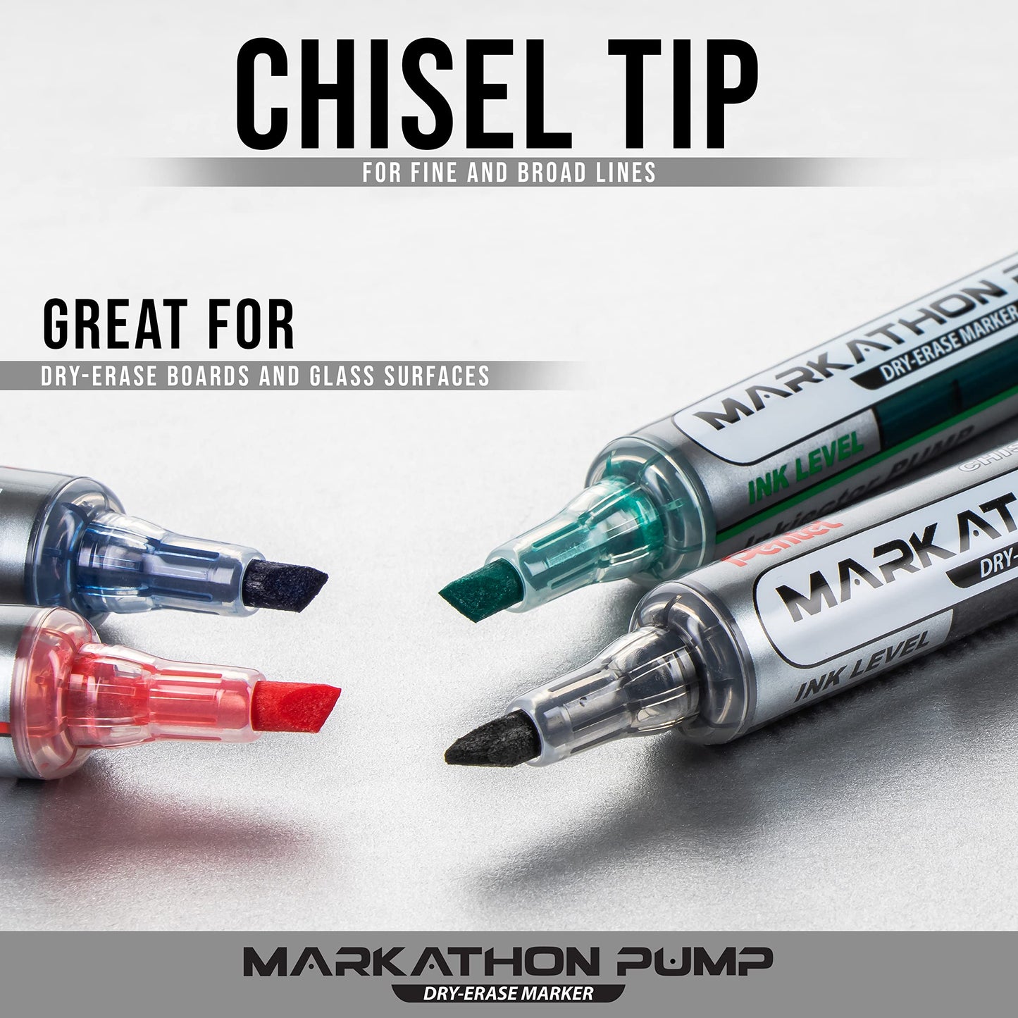 Pentel Markathon Pump Dry Erase Marker, Chisel Tip, Black Ink, 12 Pack (MWL6SX-A)