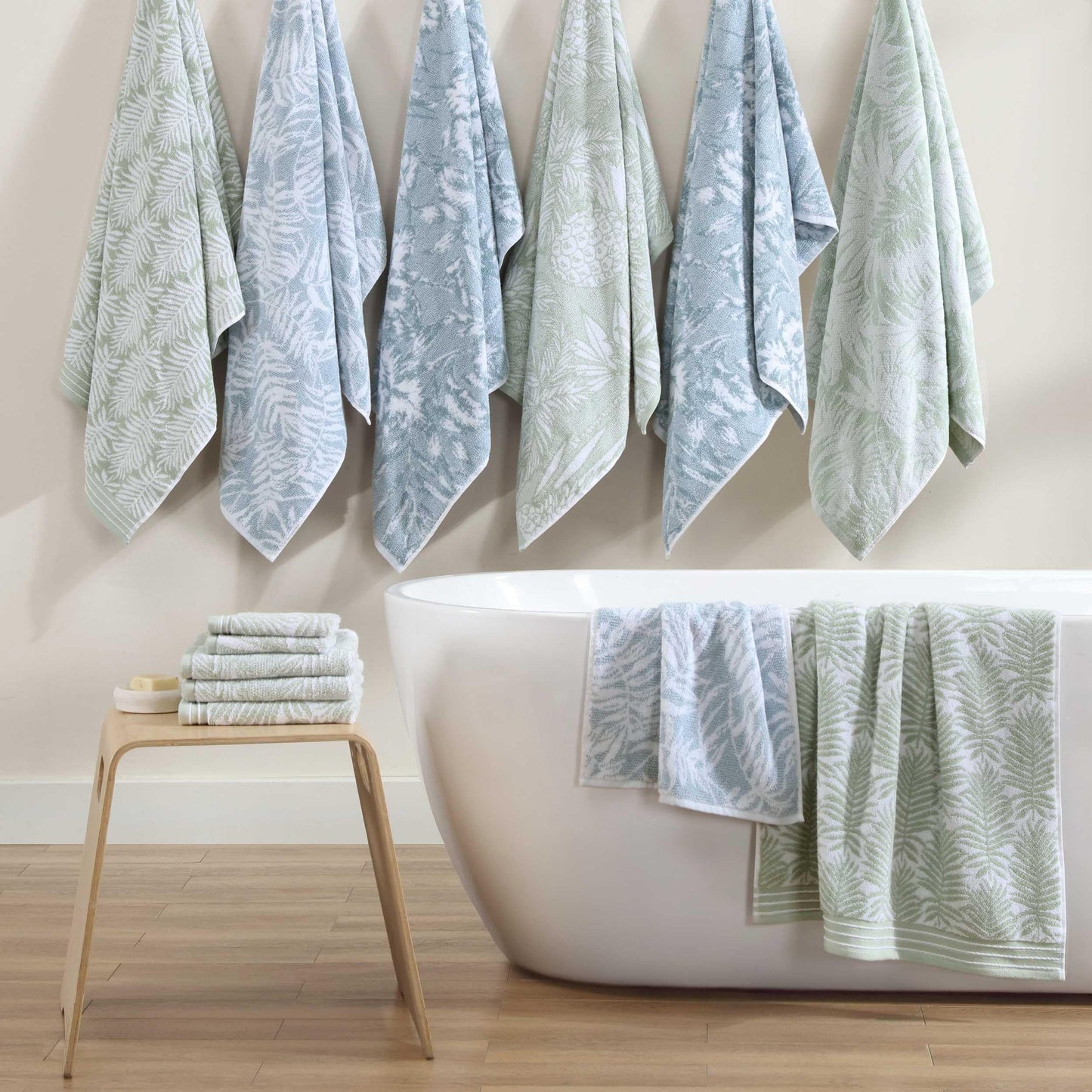 Tommy Bahama - Bathroom Towel Set, Soft & Absorbent 100% Yarn-Dyed Cotton Terry Towels, Coastal Bath Towel Set (Art of Palms Blue, 6 Piece)