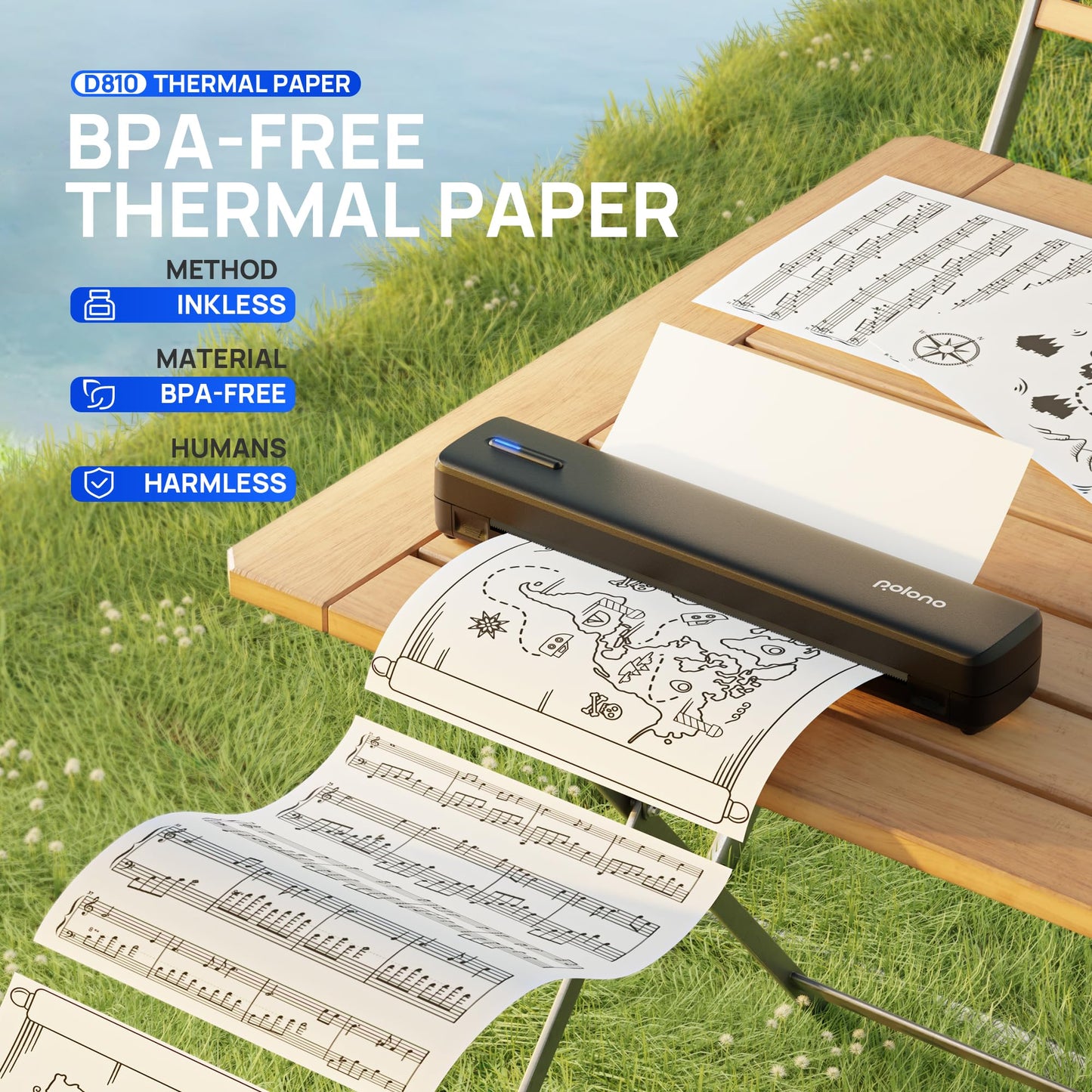 POLONO D810 Thermal Printer Paper 8.5 x 11 Inch, Advanced Thermal Printing, US Letter Size Thermal Paper Compatible with D810, Size 8.5" x 11", 200 Sheets