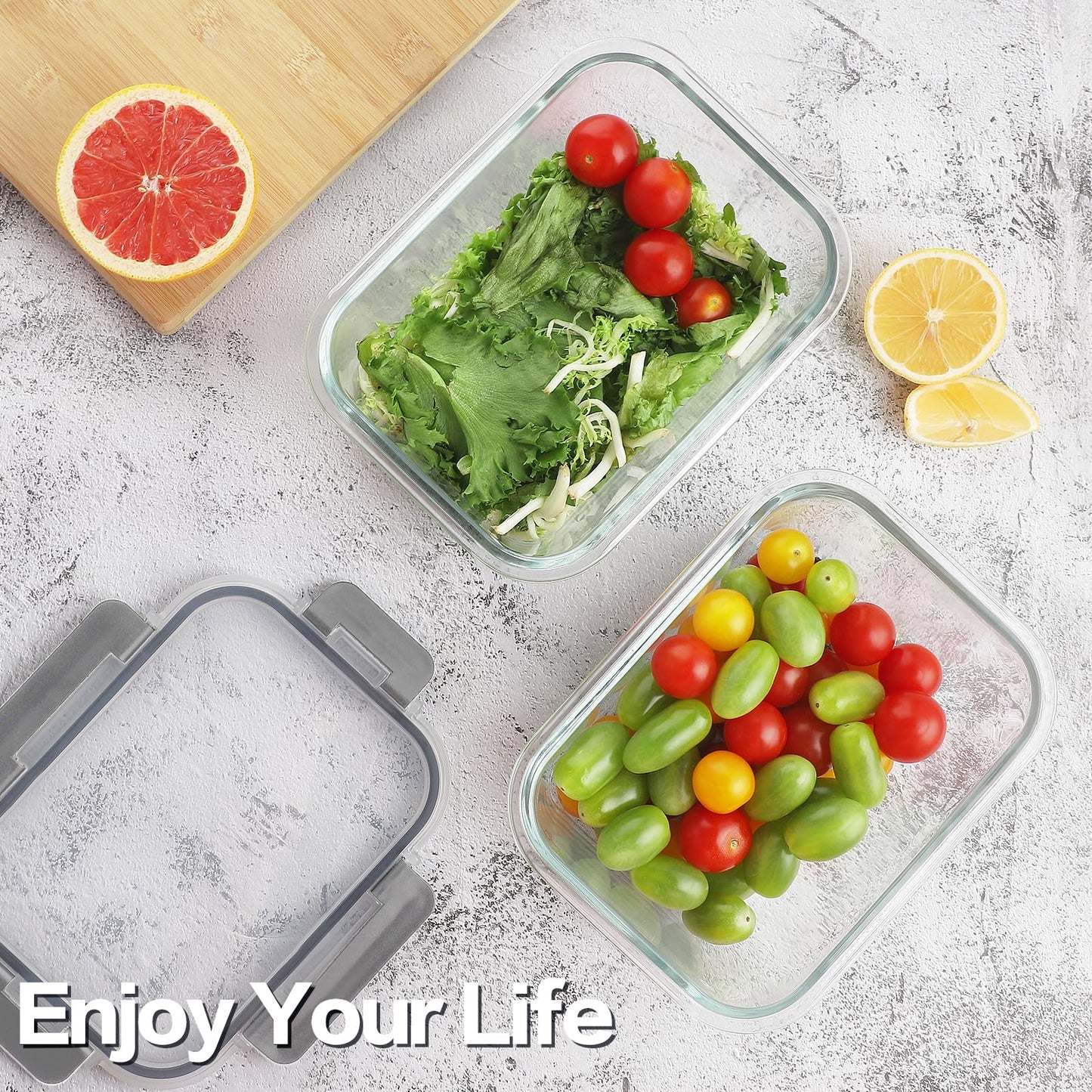 HOMBERKING 24pc Borosilicate Glass Food Storage Containers with Snap Locking Lids, Glass Meal Prep Containers, Airtight Lunch Boxes, Oven, Freezer and Dishwasher Safe, BPA Free, Kitchen Storage Set