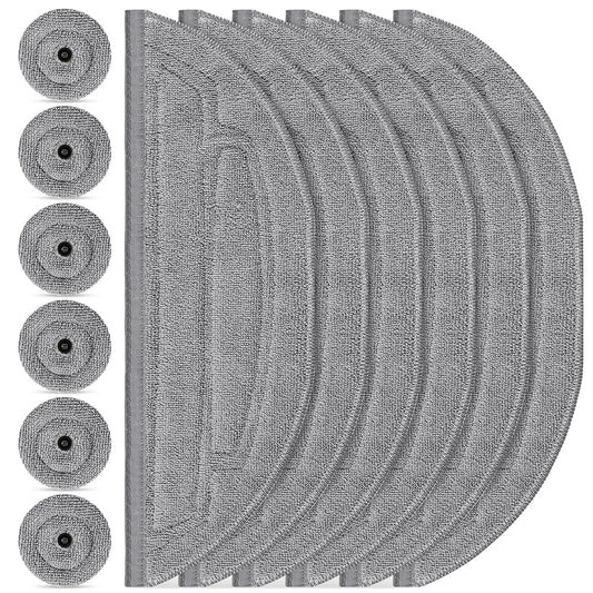 12 Pack Mop Pads Refills for Roborock S8 MaxV Ultra / S8 Max Ultra Robot Vacuum, 6 Pack Mop Cloth with Dual Sonic Vibrations Modules, 6 Pack Edge Mop Pads Accessories