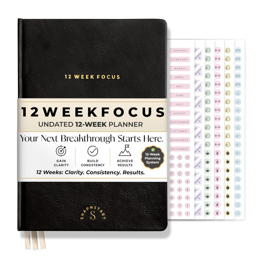 12 Week Focus Planner – High Performance Productivity Planner & Goal Planner | Undated Weekly and Daily Planning System with Habit Tracker | 7x10 Hardcover Project Planner