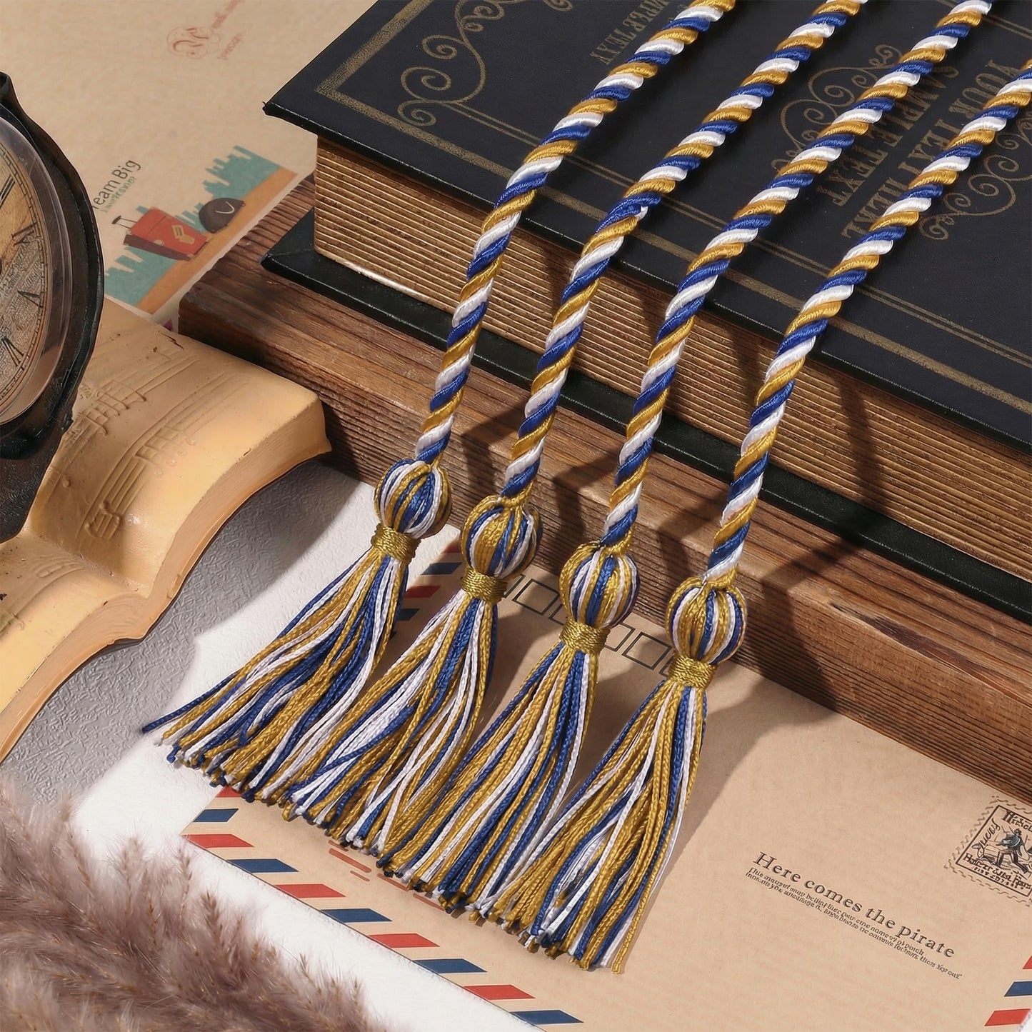TFTAFAN 36 pcs Graduation Honor Cords Bulk 68" Grad Braided Honor Cord with Tassel for Commencement, Academic Achievements, School Ceremonies and Student Organizations (Royal Blue White and Gold)