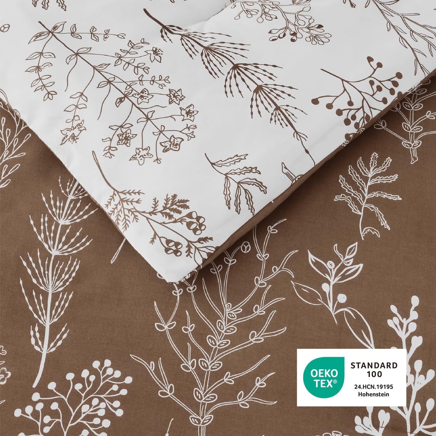 Bedsure Queen Comforter Set - Dark Brown Bed Set, 3 Pieces Cute Floral Bedding, 1 Soft Reversible Botanical Flowers Comforter and 2 Pillow Shams