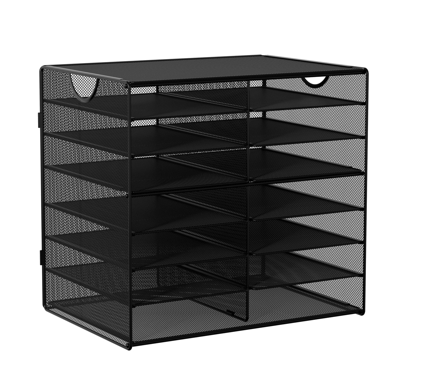EasyPAG Paper Trays for Classroom 14 Tier Mesh Desk Organizer Shelves with Handle A4/Letter Size File Folder Organizer Shelf for Office, School, Home, Black