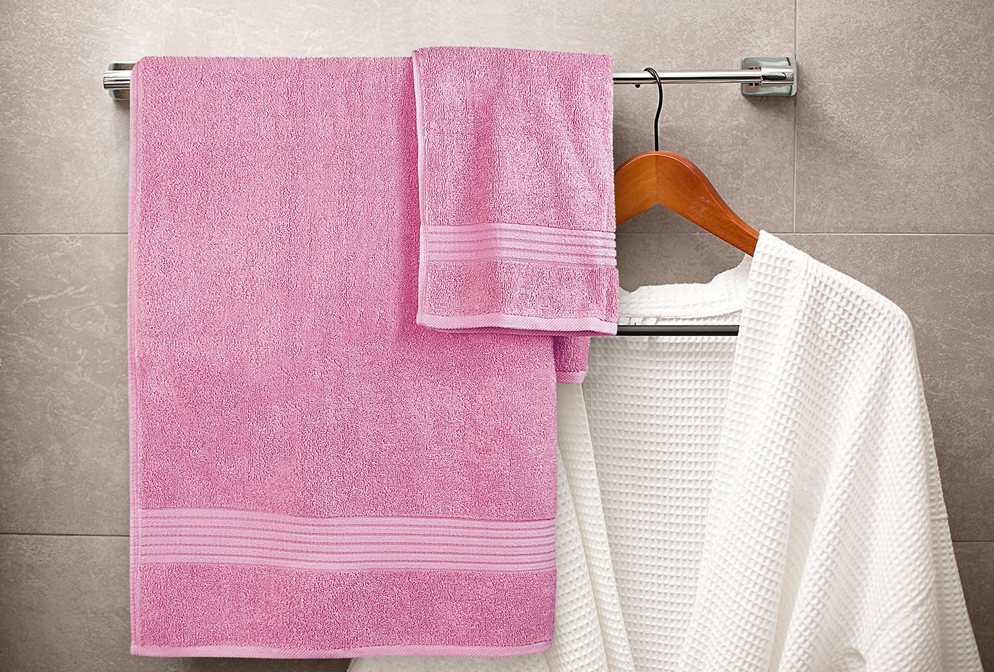 Utopia Towels 8 Piece Premium Towel Set, 2 Bath, 2 Hand, and 4 Washcloths, 100% Ring Spun Cotton, Highly Absorbent Towels for Bathroom, Sports, and Hotel, Pink