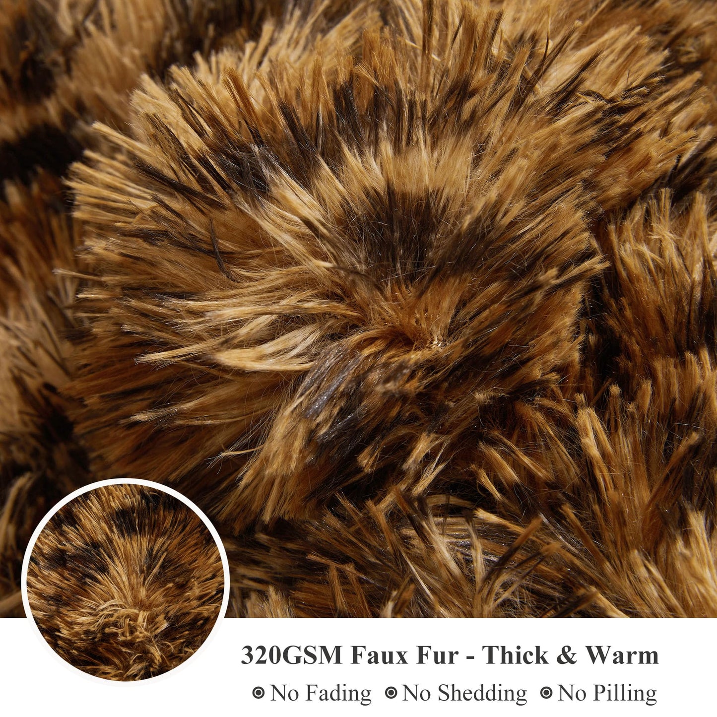 XeGe Luxury Faux Fur Leopard Print Throw, Soft 50x60 Cheetah Print Fluffy Blanket, Shaggy Plush Decorative Couch Throw, Cute Furry Fuzzy Animal Print Blanket for Sofa Bed, Brown