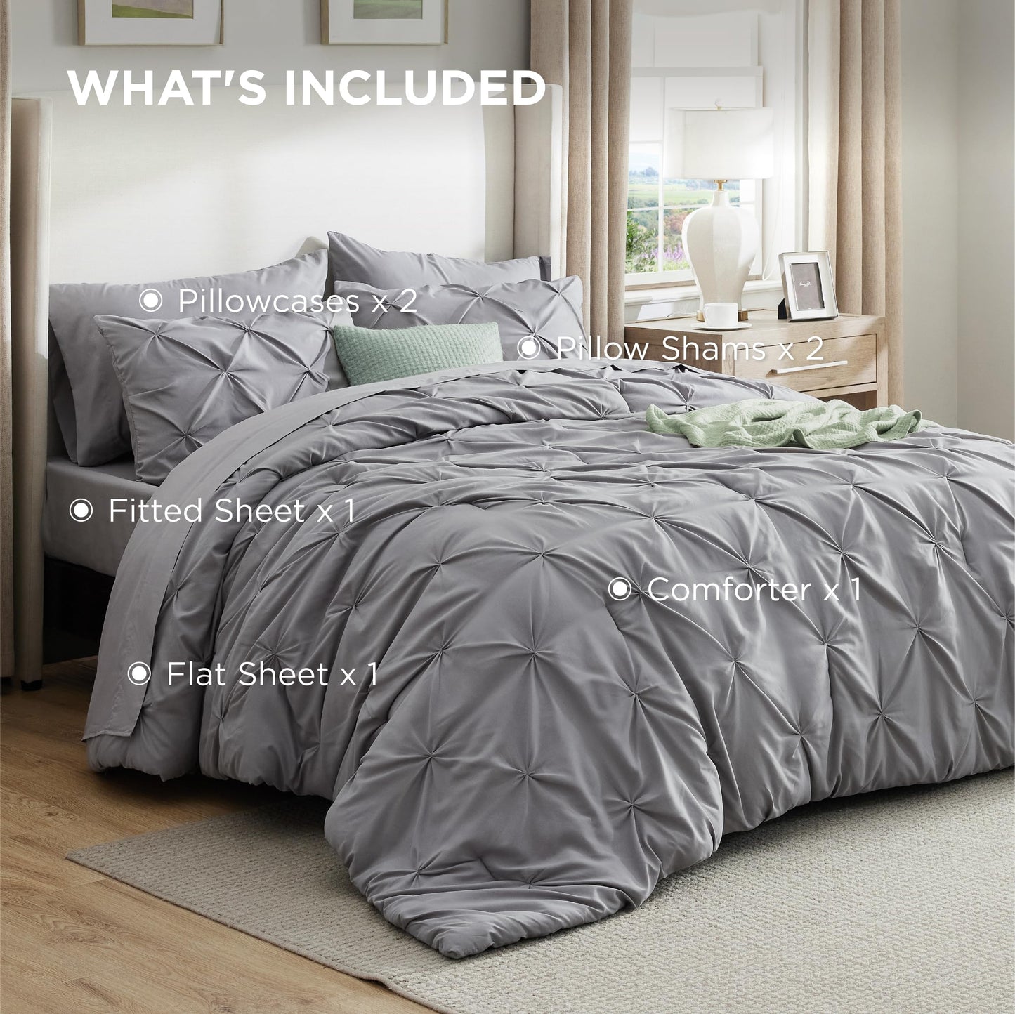 Bedsure Full Size Comforter Sets Grey - Bed in a Bag Full Size Bedding Set 7 Pieces, GentleSoft™ Bed Set Gift for Family, All Season Down Alternative Comforter with Sheets, Pillowcases & Shams